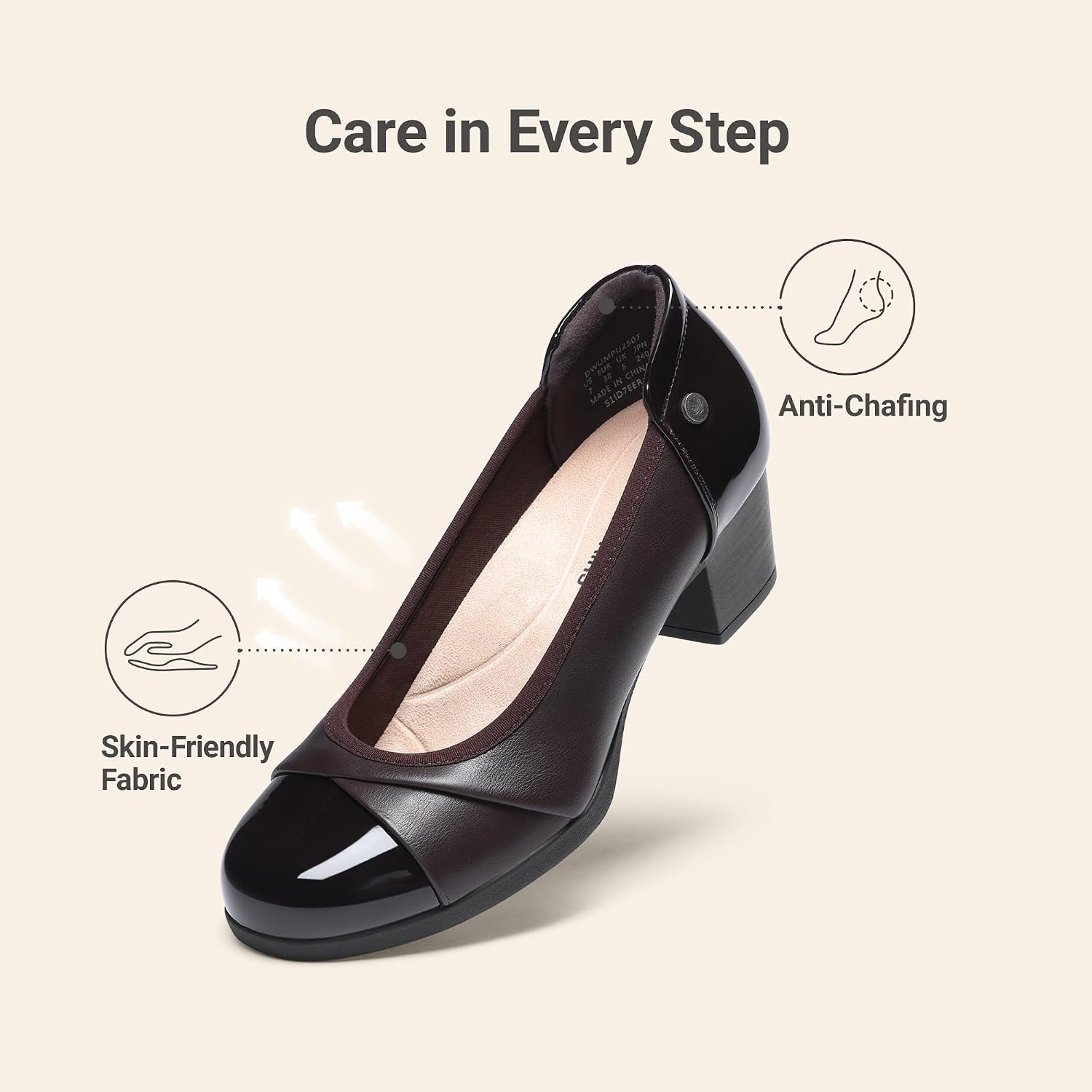 Detalle 2 de DREAM PAIRS Women’s Low Chunky Block-Heel Pumps, Closed Toe Slip-On Comfort Shoes