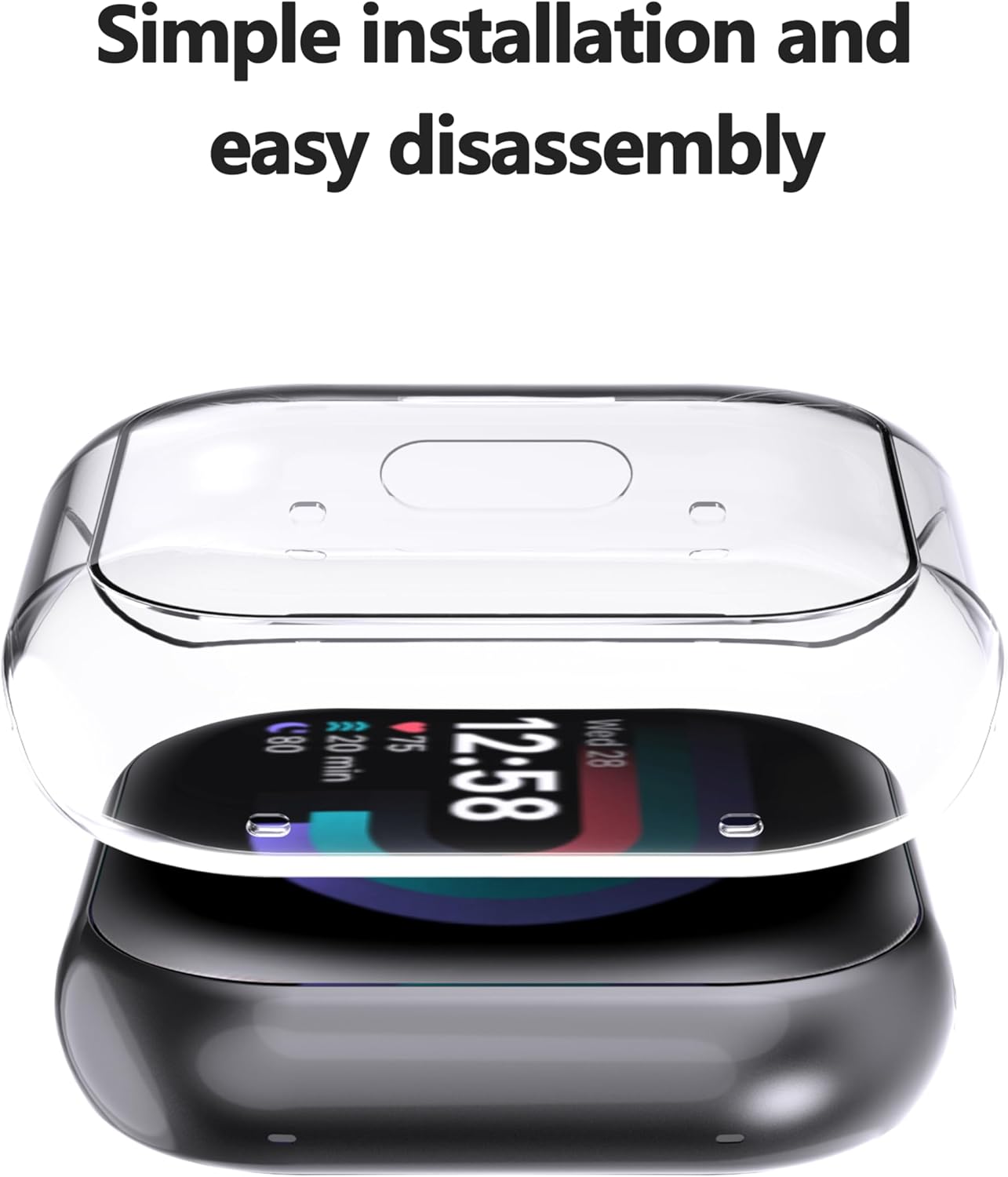 Thumbnail 4 de WFTE 2-pack case for Fitbit Versa 4 / Sense 2 with tempered glass screen protector (Black & Clear)