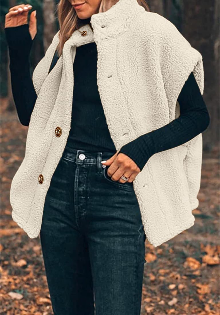Detalle de Hongqizo Womens Fuzzy Fleece Vest — Sherpa Jacket