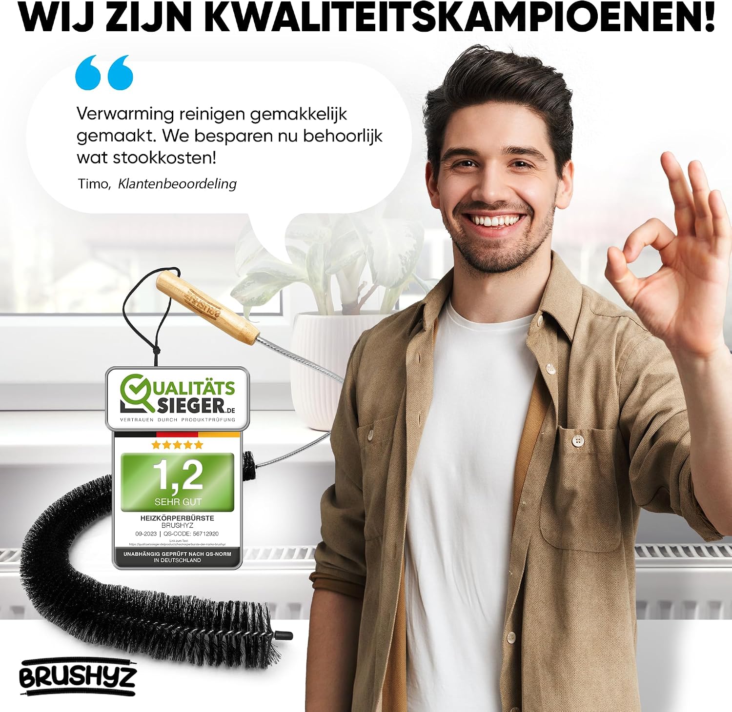 Thumbnail 6 de BRUSHYZ BRU-003 radiatorborstel, 117 cm, flexibel met zachte nylon haren