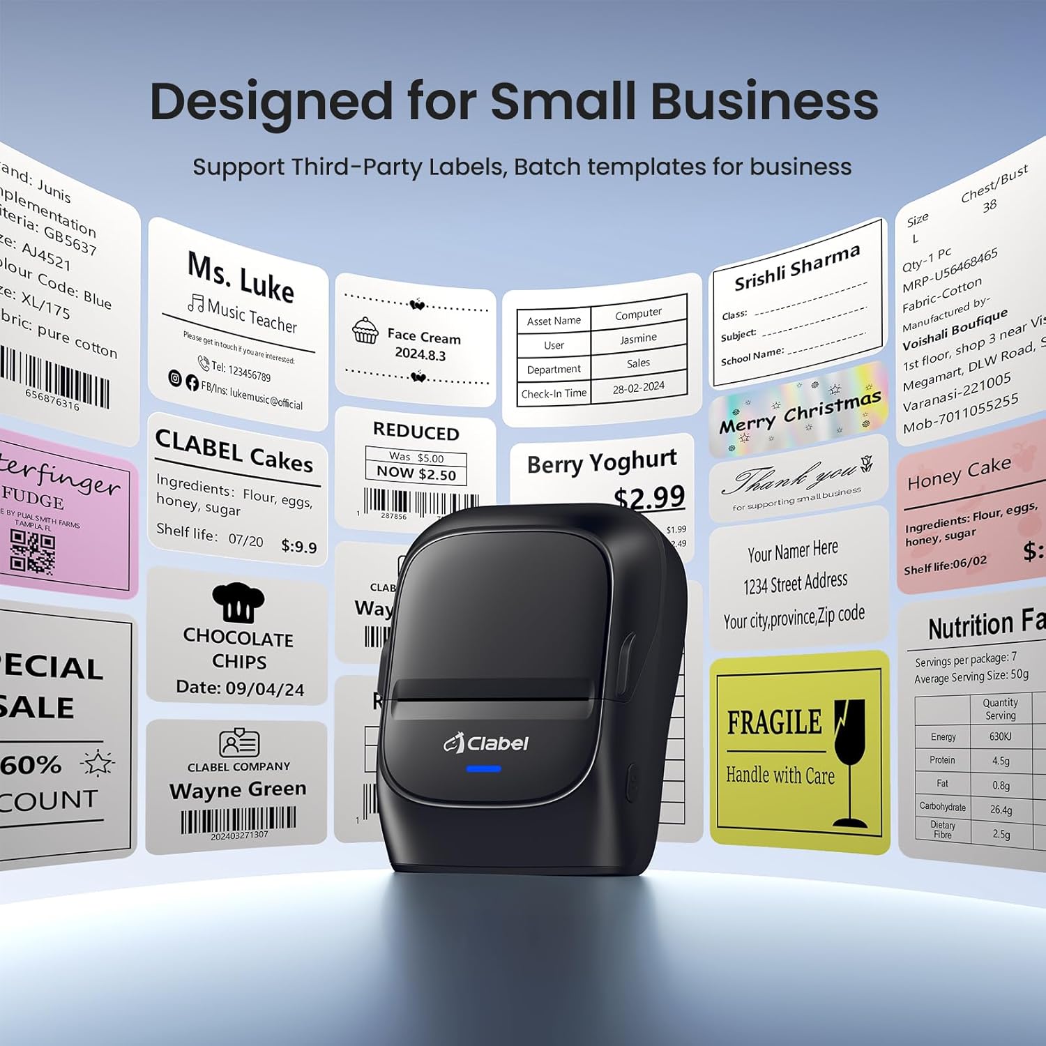 Thumbnail 5 de CLABEL 221B mini stampante etichette termica portatile Bluetooth per codici a barre e adesivi