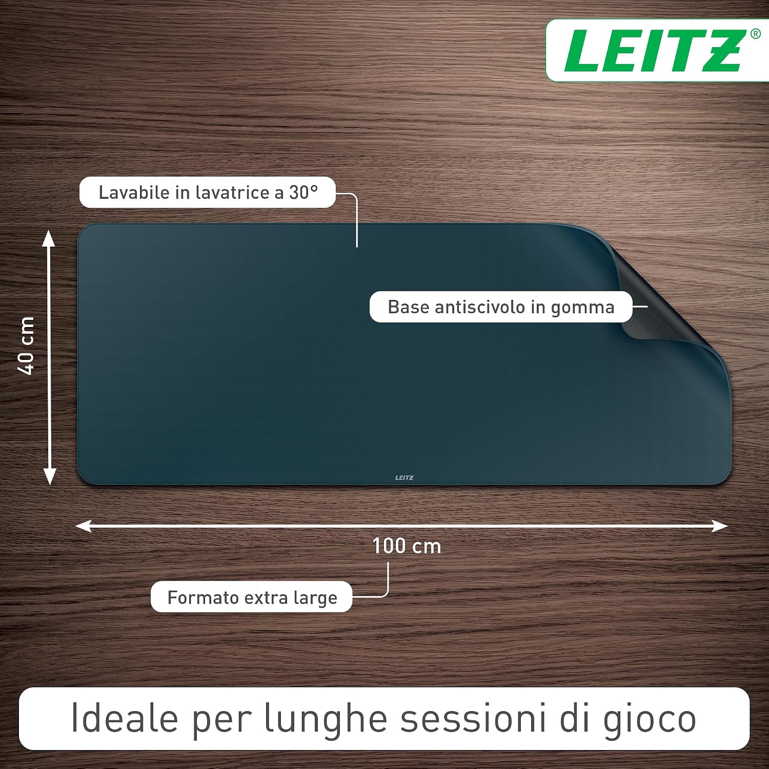 Thumbnail 3 de Leitz Tappetino mouse da Gaming Extra Large – Protezione Antiscivolo 100 x 40 cm, Grigio Velluto