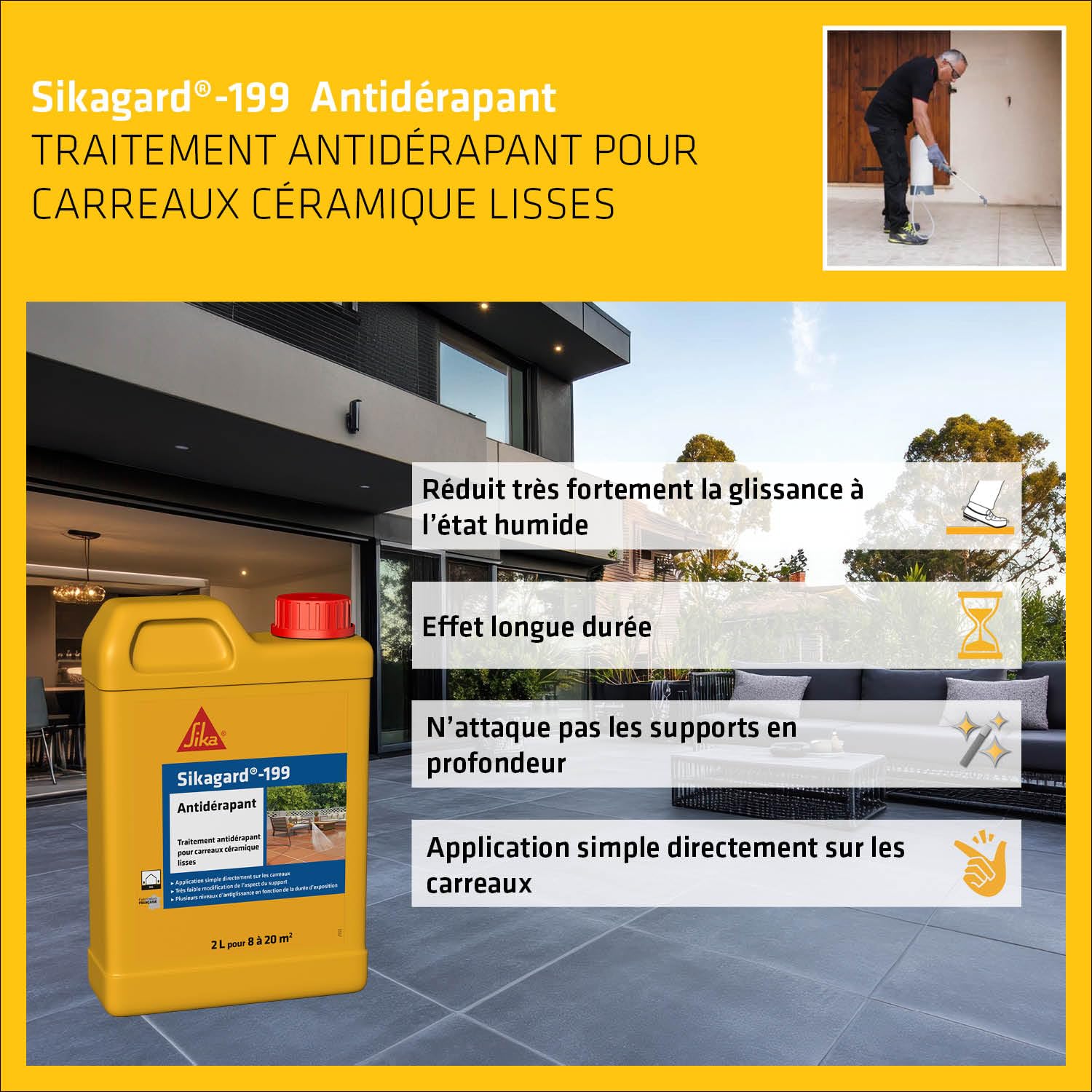 Thumbnail 2 de SIKA Sikagard-199 Antidérapant – Traitement prêt à l’emploi 2L pour carrelages lisses (intérieur et extérieur)