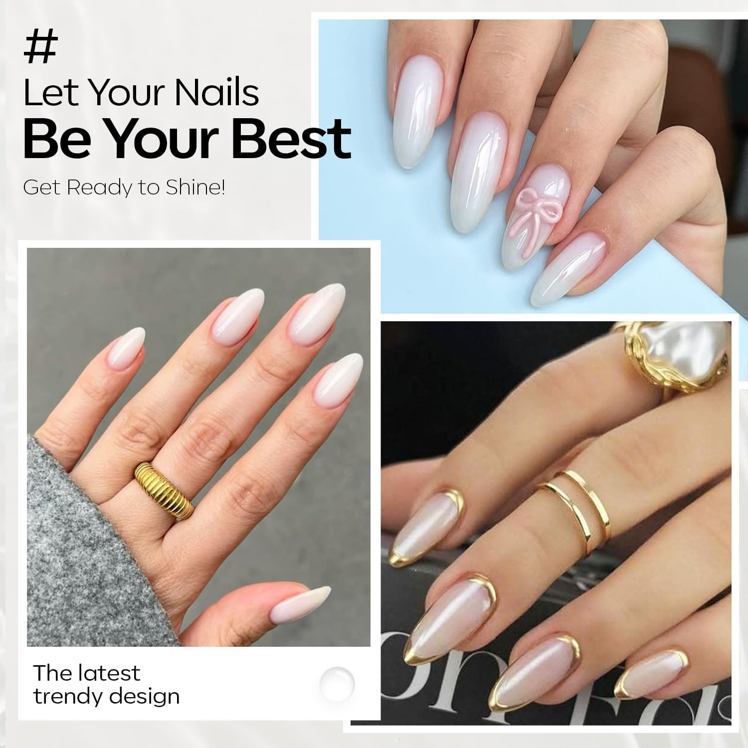 Detalle de modelones Milky White Gel Polish 15 ML