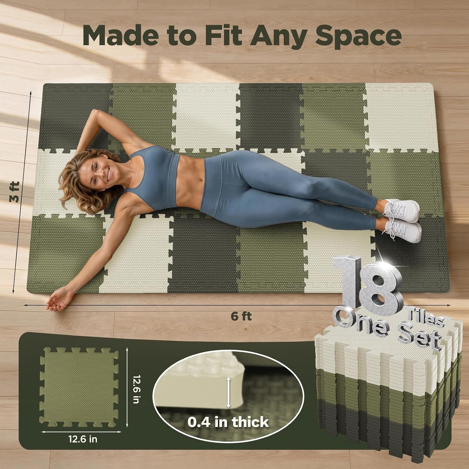 Detalle de AIRHOP Foam Floor Tiles, 18-Tile Set
