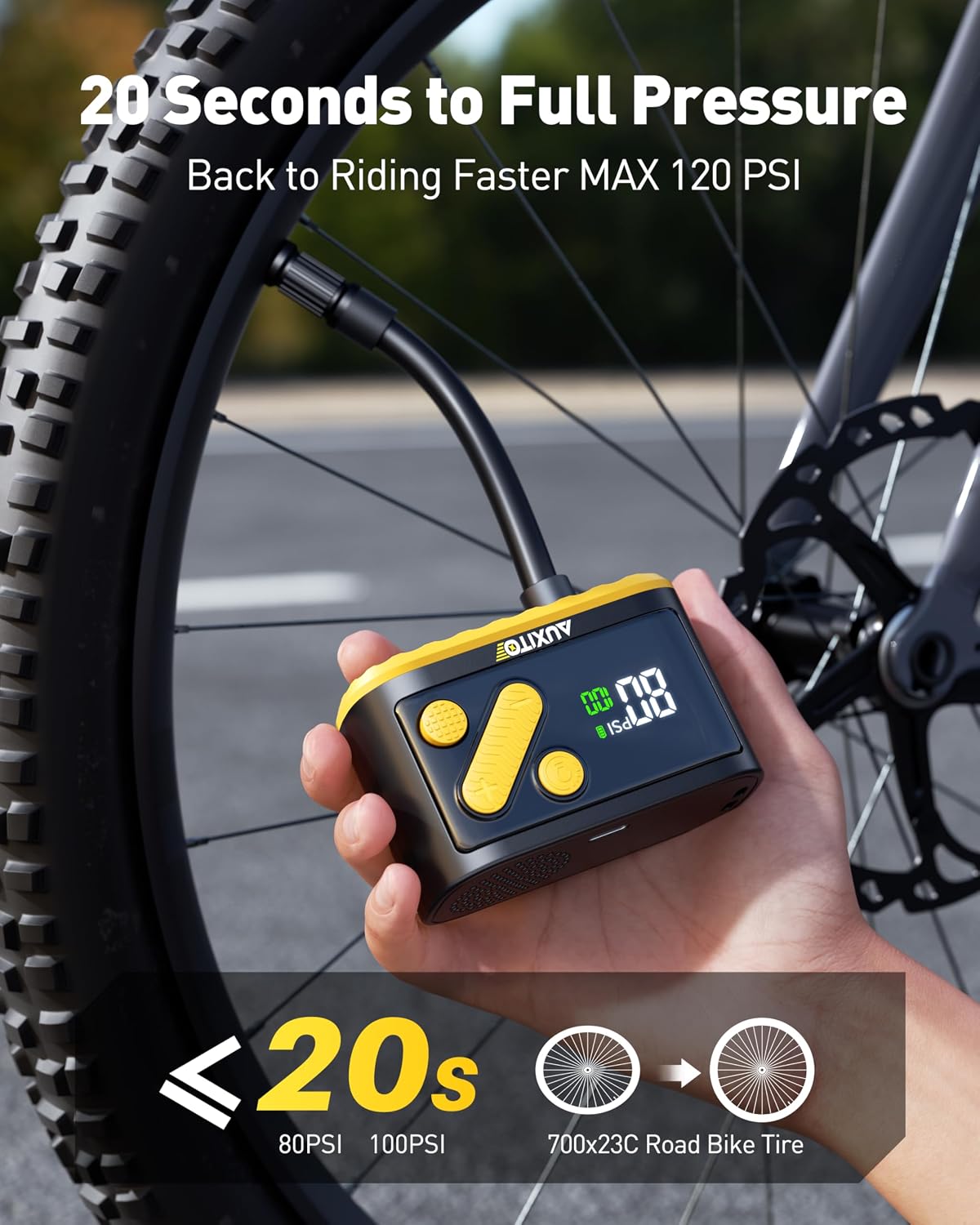 Thumbnail 1 de AUXITO Mini Electric Bike Pump 120 PSI