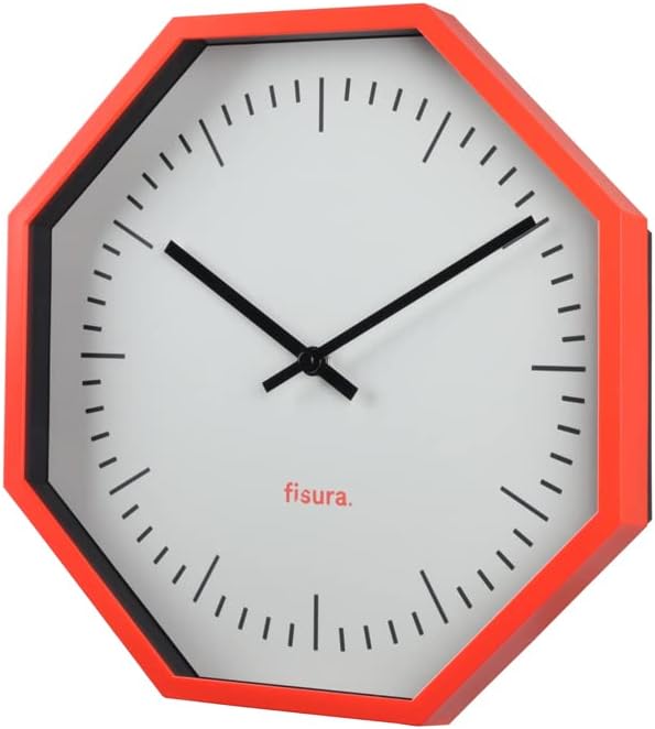 Detalle de FISURA ośmiokątny zegar ścienny 30 cm, zielony, cichy, analogowy