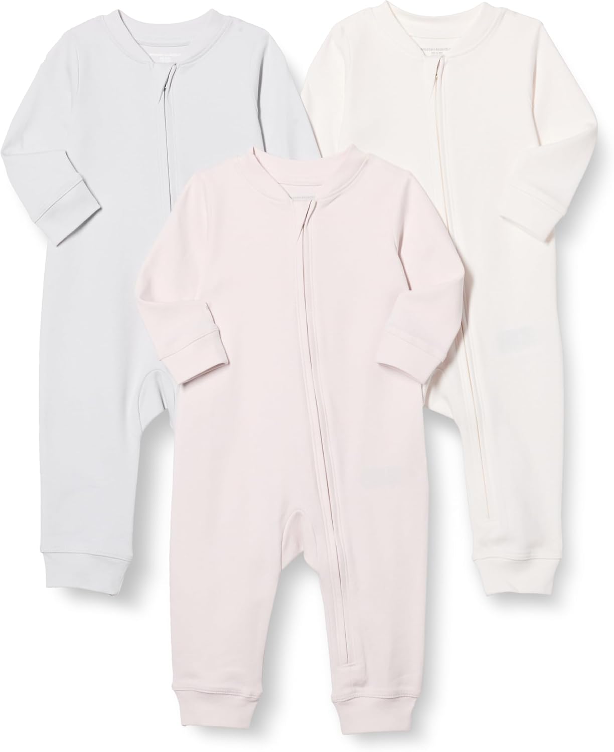 Detalle de Amazon Essentials Unisex Babies' Cotton Zip-Front Footless Sleep and Play Sleepsuit, Pack of 3