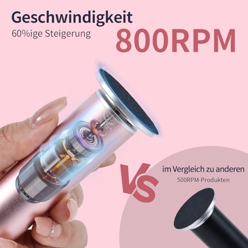 Detalle de AprElm-12.2CM Elektrischer Hornhautentferner – längerer Griff, stufenlose Drehzahlregelung, Aluminiumgehäuse