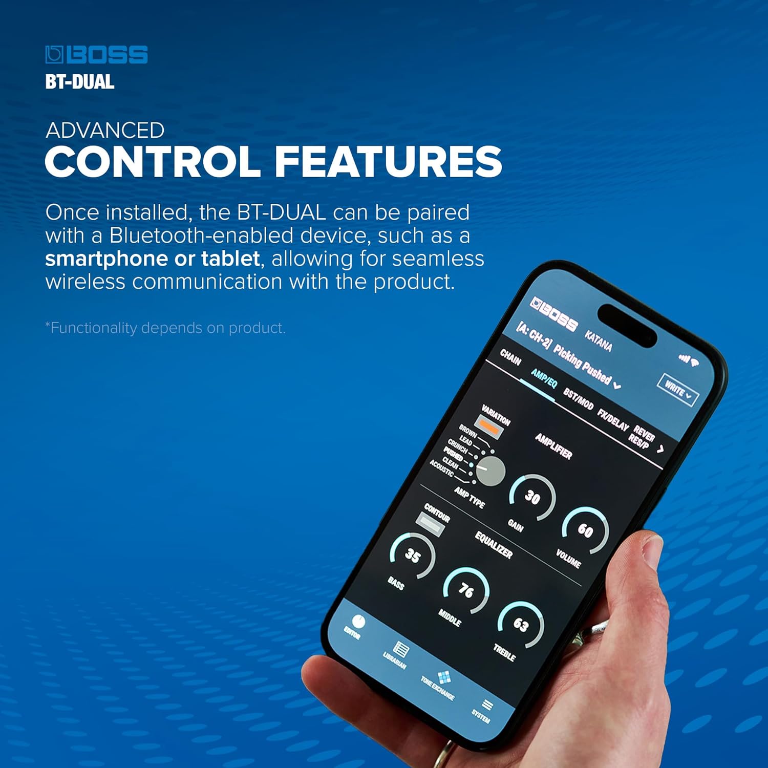 Detalle de BOSS BT-DUAL Bluetooth Audio MIDI Adaptor for Compatible Products