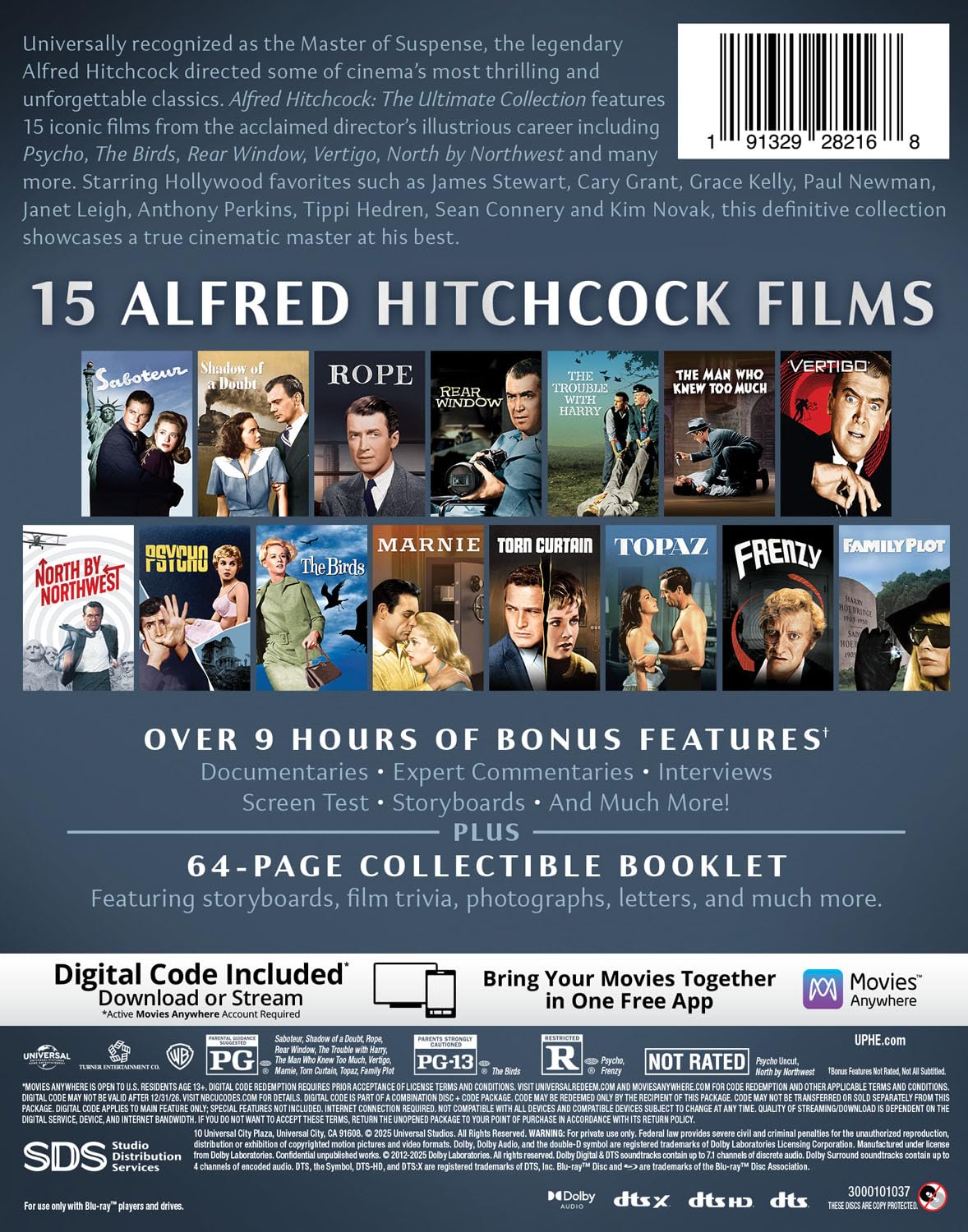 Detalle de Alfred Hitchcock: The Ultimate Collection Blu-ray + Digital, 15 Films