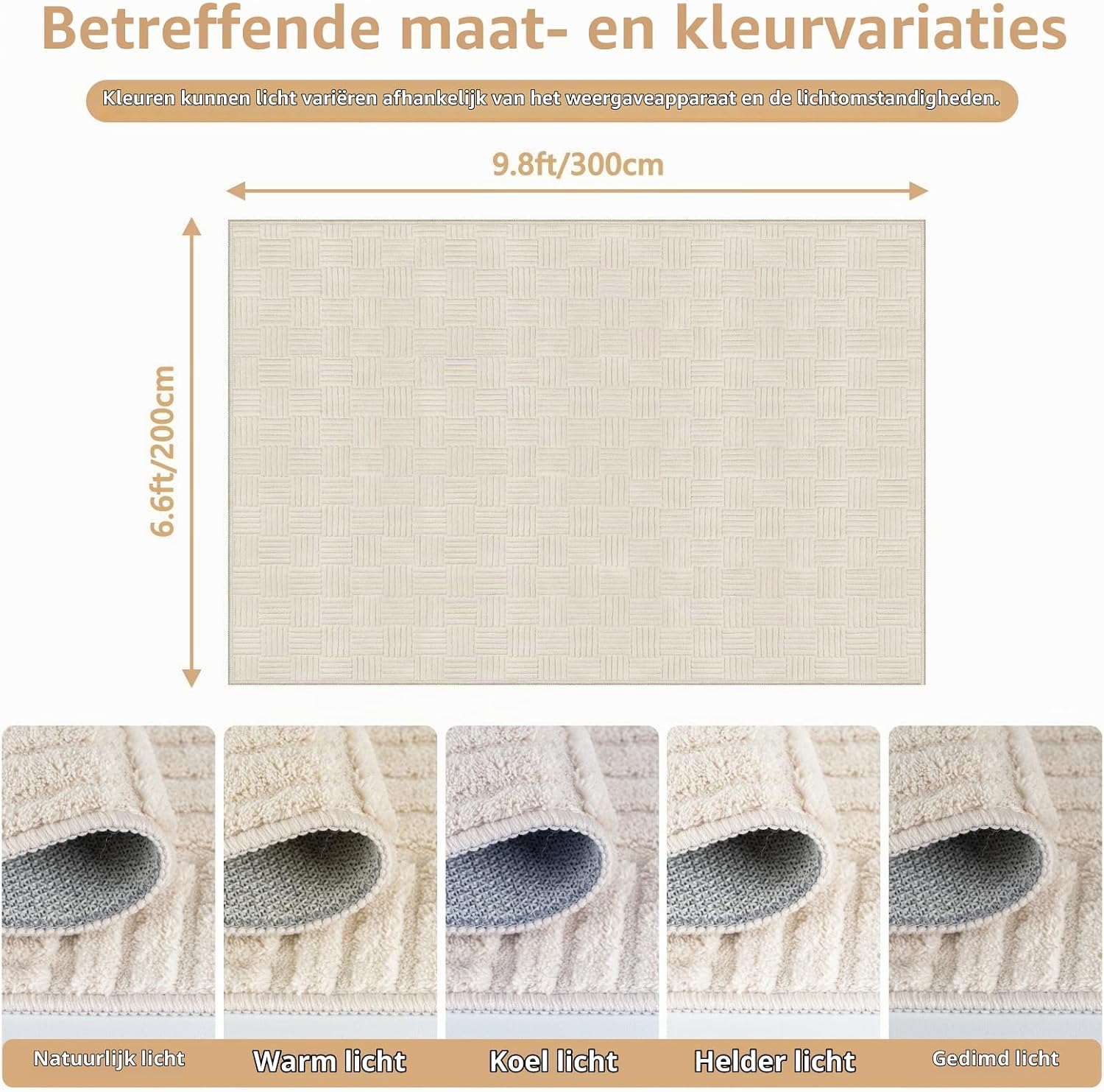 Detalle de VSIWB vloerkleed 200 x 300 cm, kortpolig, wasbaar en antislip