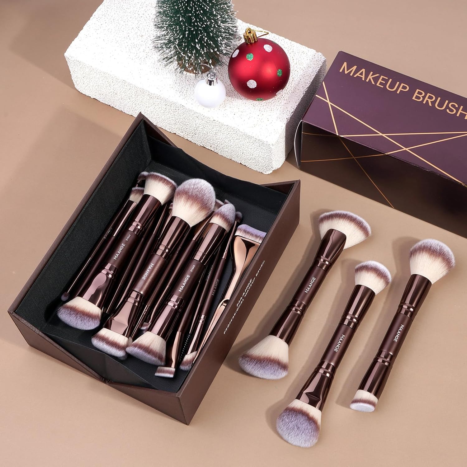 Thumbnail 6 de MAANGE Make-up Pinselset 21-teilig mit Geschenkbox – 9 Gesichts- und 12 doppelseitige Augenpinsel