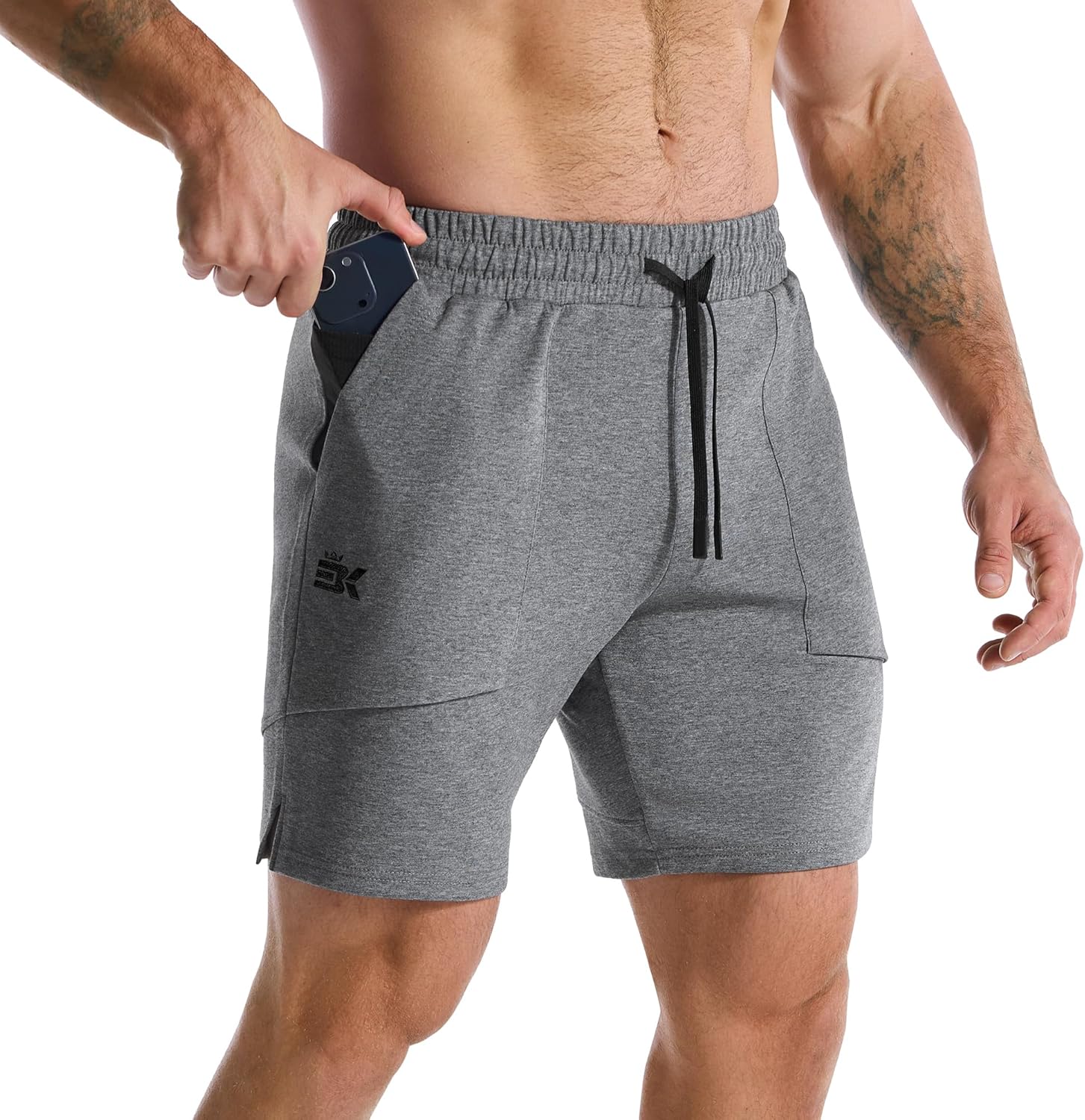 Detalle de BROKIG Mens Zero Armor Gym Shorts with Zip Pockets – seamless internal pocket comfort for training