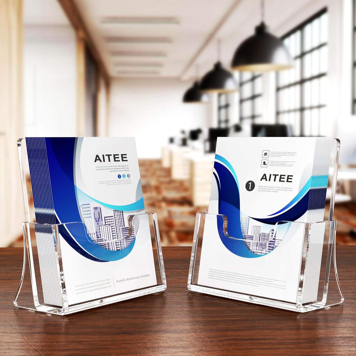 Thumbnail 6 de AITEE A5 Clear Leaflet Holder – 2 Pack, Acrylic Freestanding Brochure Dispenser