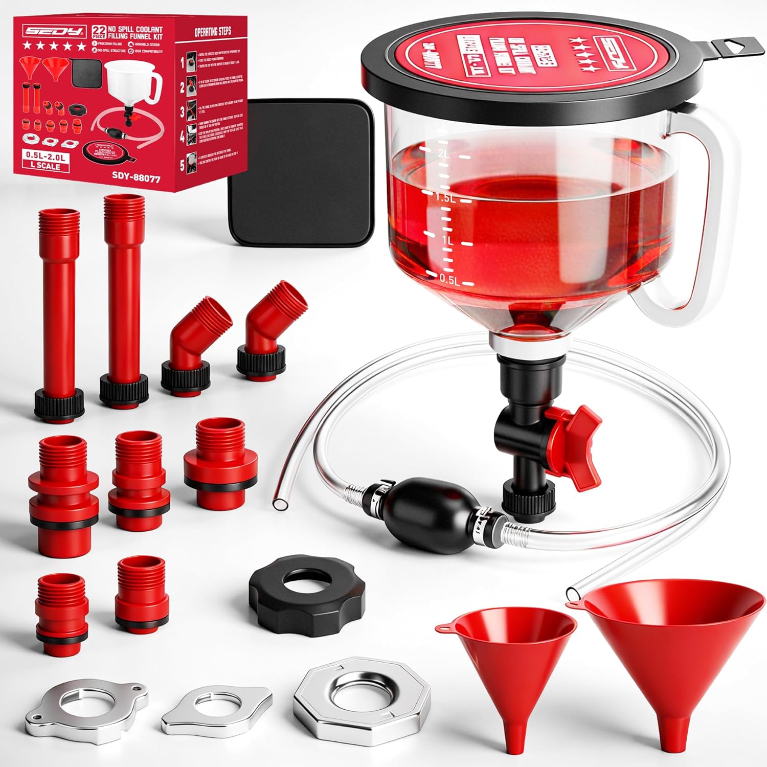 No-Spill Coolant Filling Funnel Kit 22pc 🛠