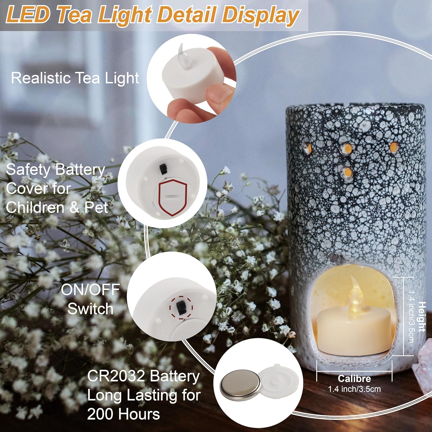 Detalle de Auralome LED flickering tea lights 50 pack
