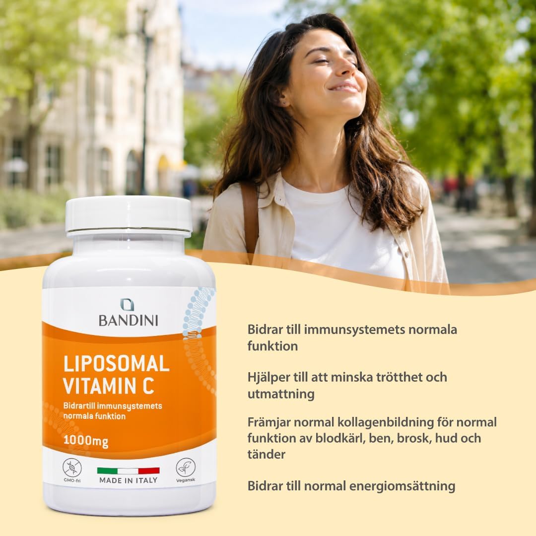 Detalle de BANDINI Liposomal Vitamin C – 1 000 mg, 180 veganska kapslar