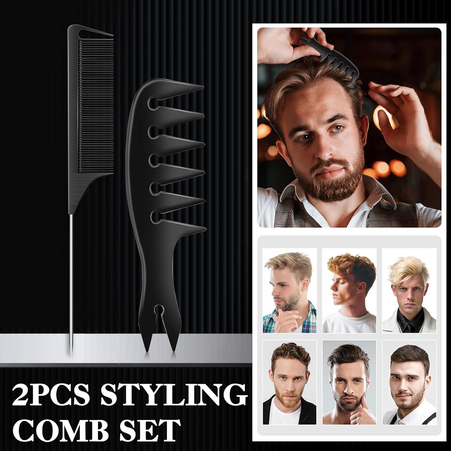 Thumbnail 4 de DUAIU 9 Pcs Hair Comb Set for Barbers