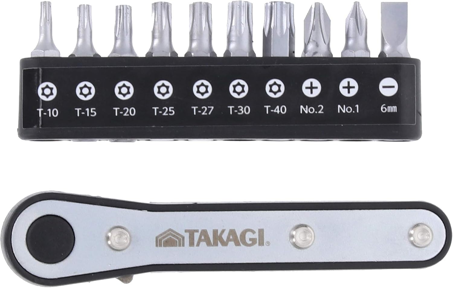 Detalle de TAKAGI 10本組 スターキィ ドライバービット ラチェットハンドル付き 穴付きビット対応