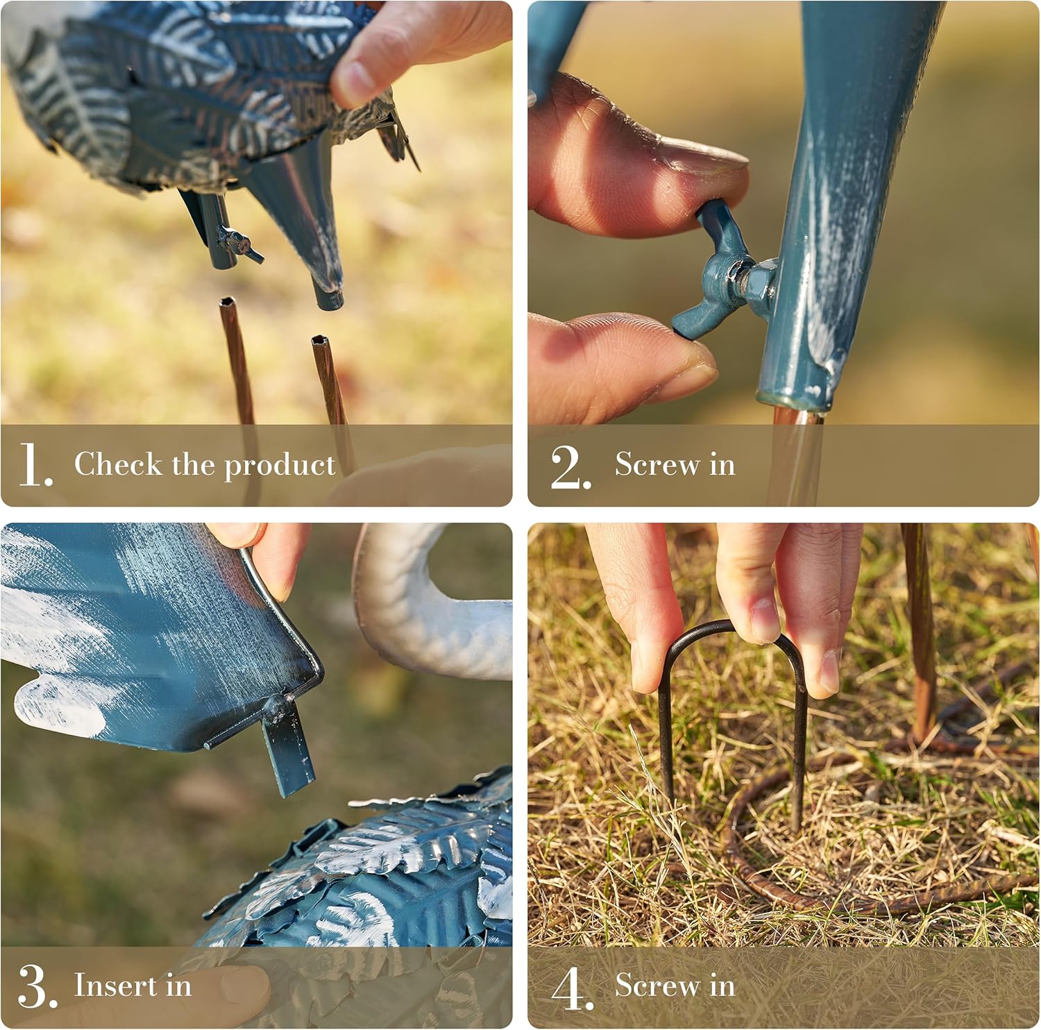 Thumbnail 3 de TERESA'S COLLECTIONS Large Garden Ornaments: 2pc Lifelike Metal Heron Statues for Outdoor Ponds (26 inch)