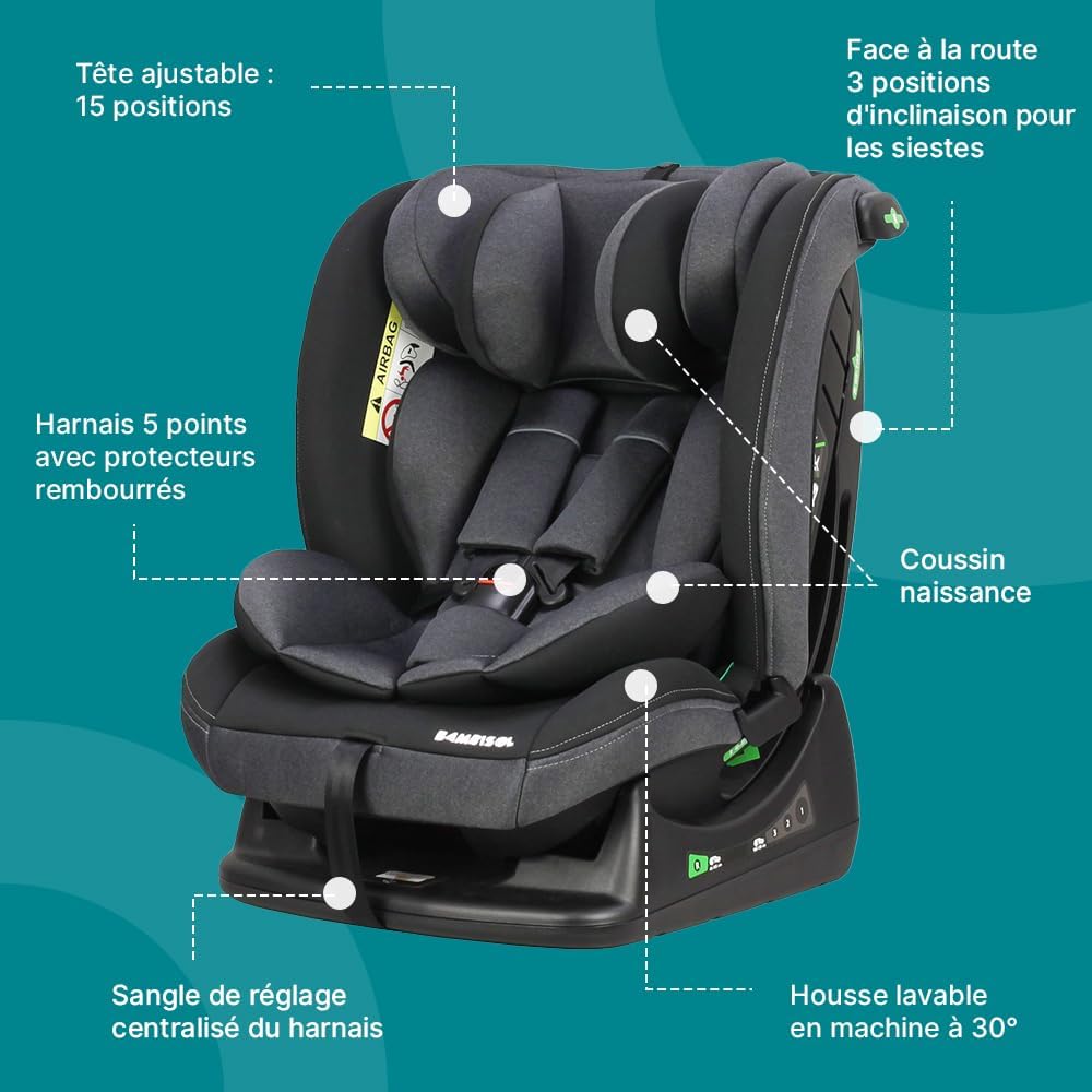Thumbnail 5 de Bambisol Siège auto évolutif i-Size 40-150 (harnais 5 points, textile déhoussable)