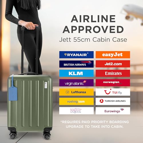 Detalle de AVIO 55cm Cabin Suitcase | Lightweight Four-Wheel Spinner Lock - Dark Green