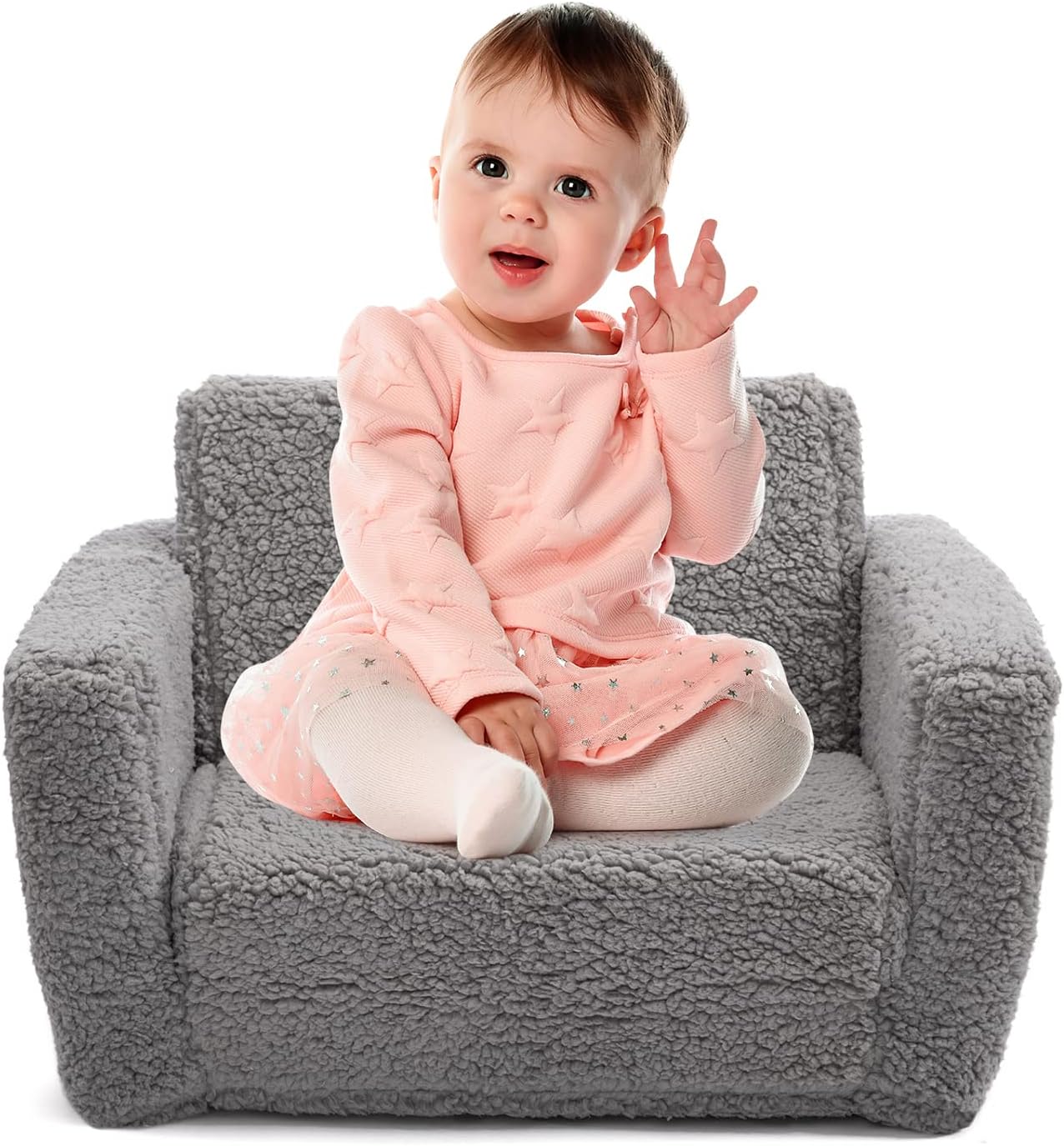 Detalle de BEJOY EUSOFA-2IN1 kinderslaapbank, 2-in-1 peuterbank met Sherpa-stof
