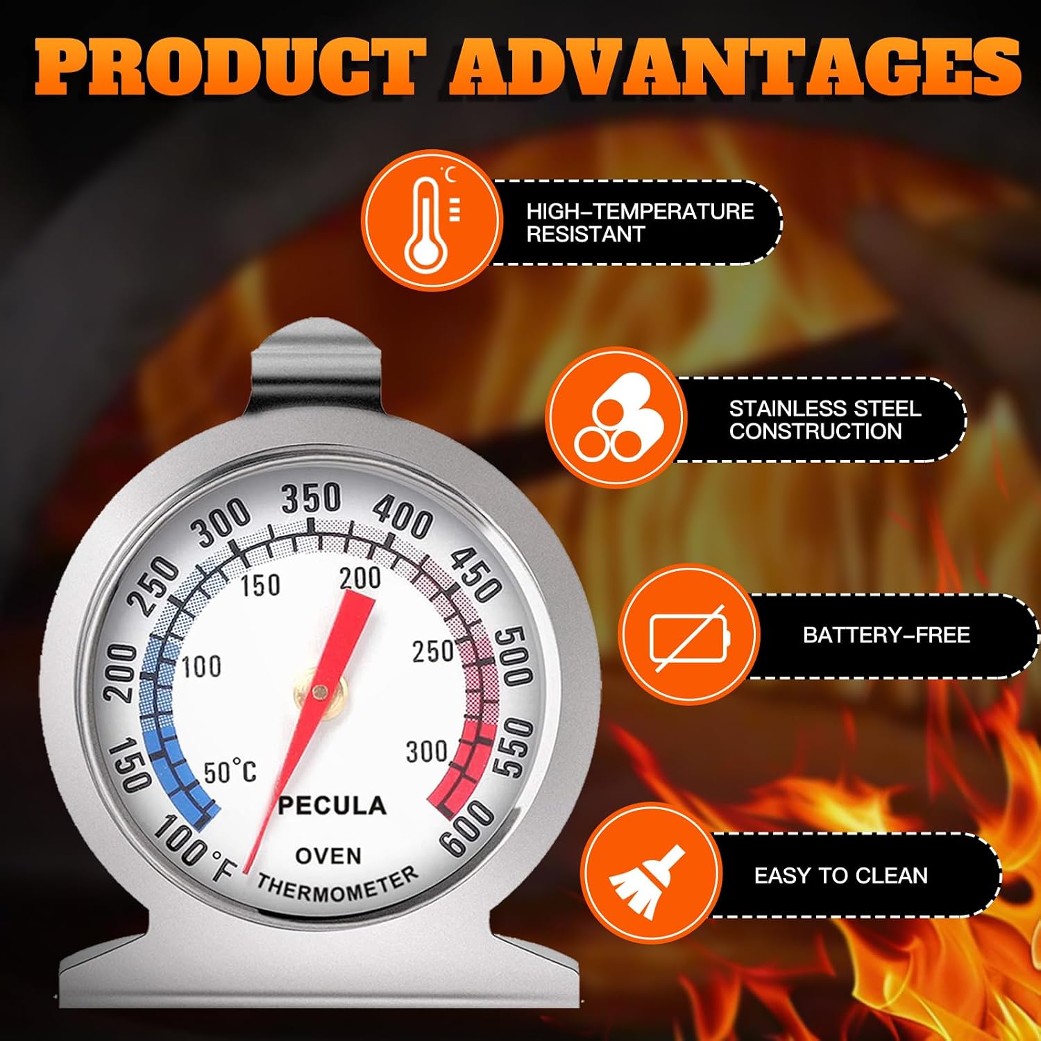 Thumbnail 4 de Oven Thermometer 50–300°C Instant Read Stainless Steel