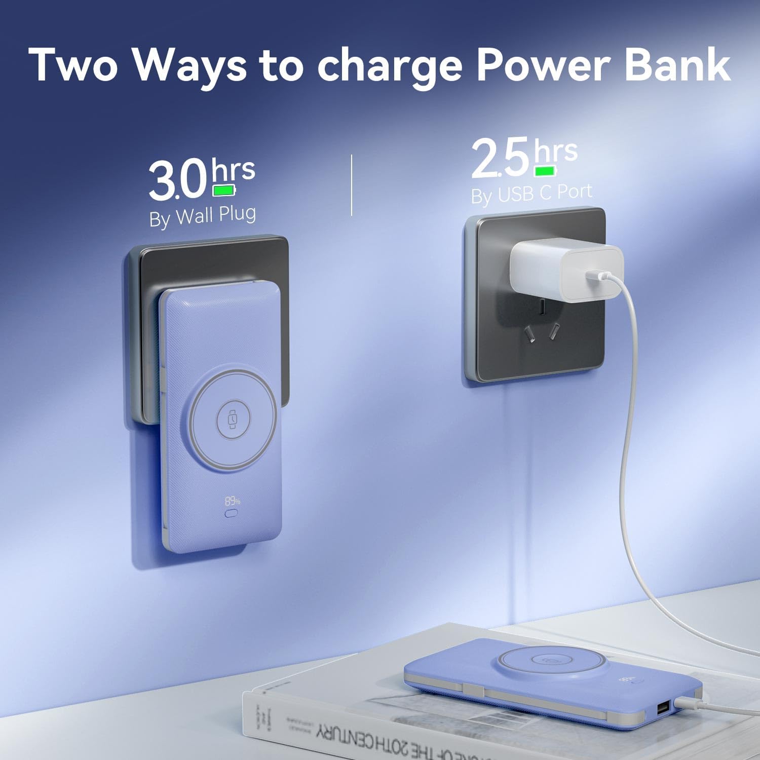 Detalle de LUCKYFELLOW PB180W 10,000mAh Wireless Power Bank with Built-In Cables