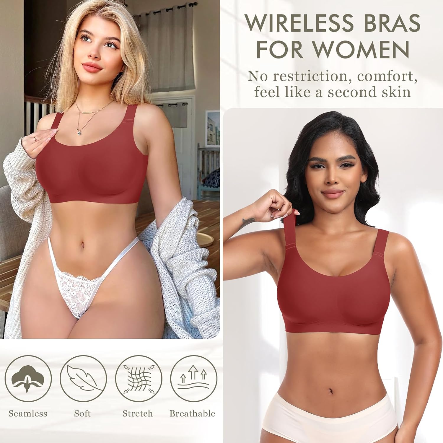 Thumbnail 4 de Ganado WNBR001 Wireless Seamless Bra, Full Coverage and Adjustable Straps