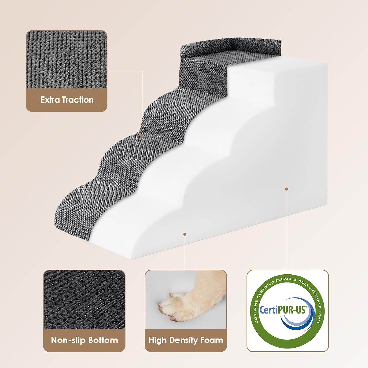 Detalle de EHEYCIGA Dog Stairs, 17.6-Inch Height