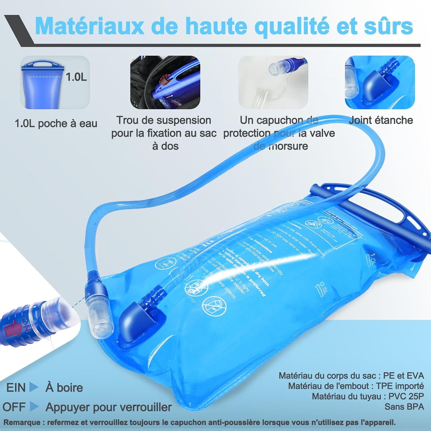 Detalle de Laufweste mit 500 ml TPU-Trinkflasche – 7 l Fassungsvermögen, verstellbar, für Trailrunning, Radfahren und Wandern