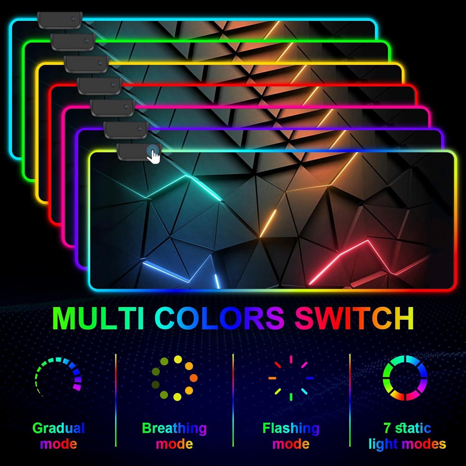 Detalle de RGB Mouse Mat: Large 80x30 cm LED Gaming Mouse Pad with 13 Light Modes