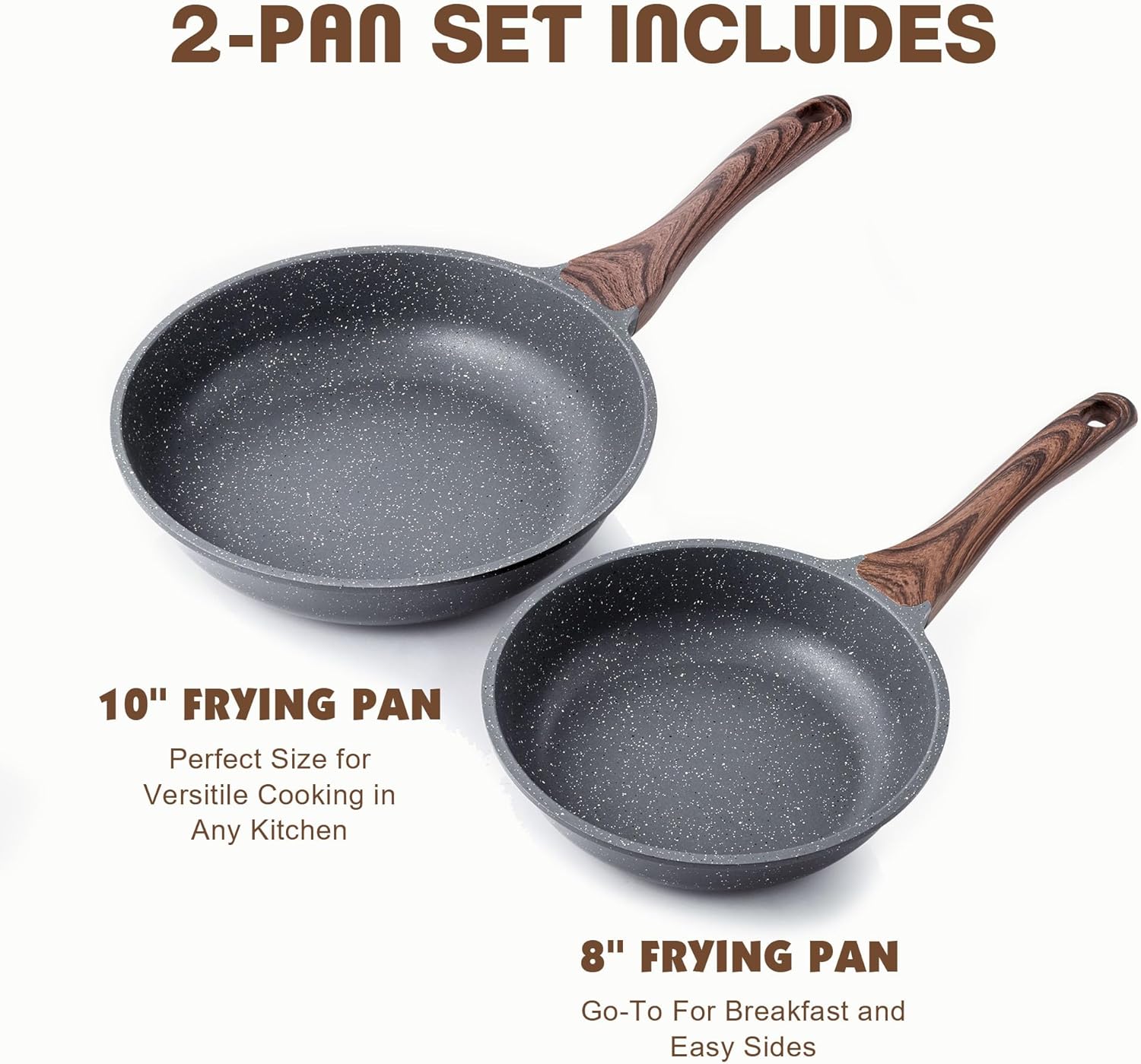 Thumbnail 3 de SENSARTE Nonstick Frying Pan Skillets (Swiss Granite Coating) 2-Pan Set, 8 & 10 Inch