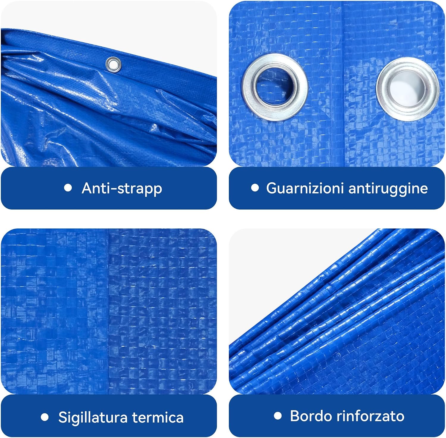 Detalle de COVALL Telone Blu 3x3 m 115 g/m²: impermeabile, anti-strappo e con occhielli per esterni