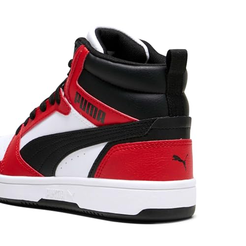 Detalle de PUMA Rebound V6 Mid Jr: zapatilla de cuero sintético para niños, estilo clásico y sujeción fiable