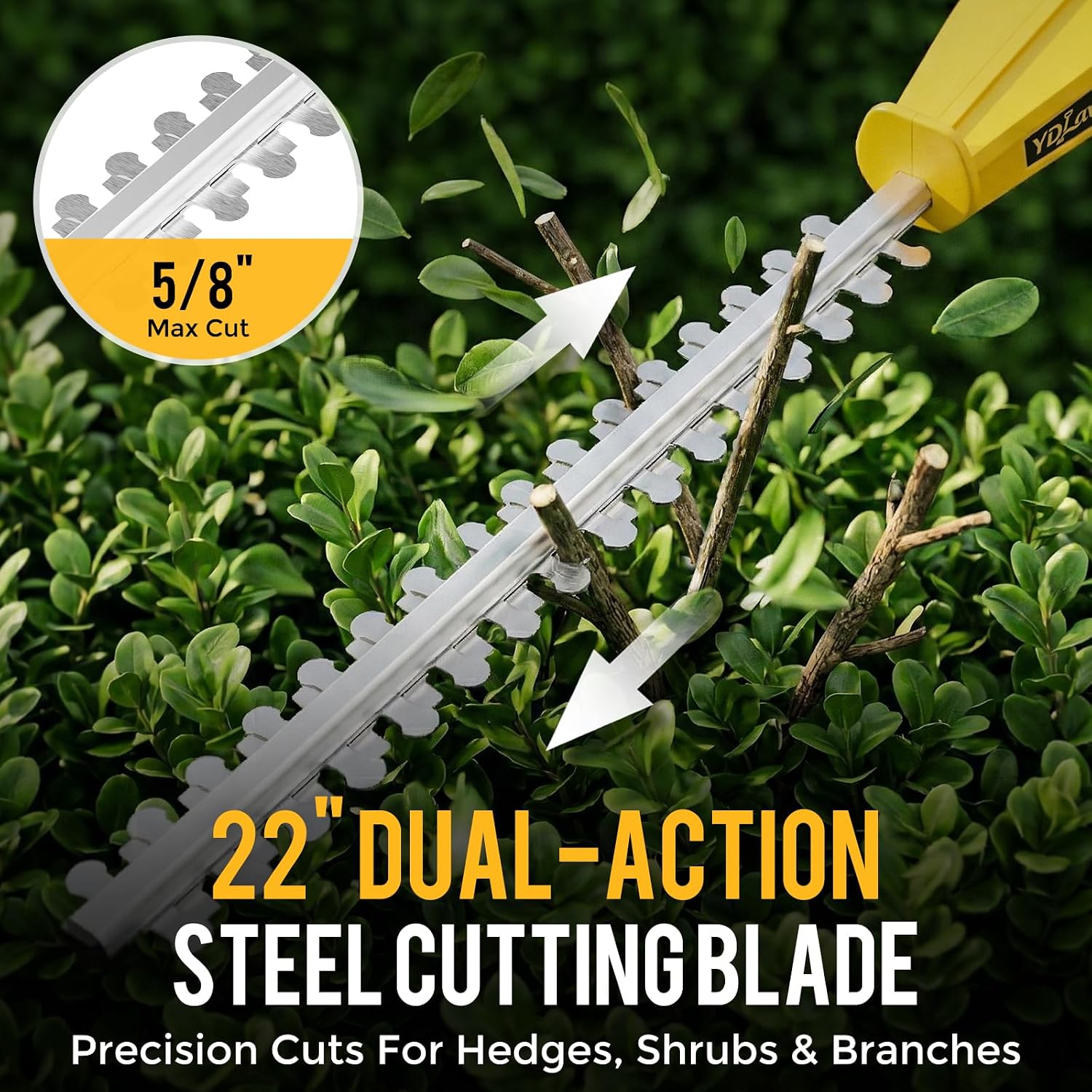 Detalle 2 de YDLawn 2503 20V Cordless Pole Hedge Trimmer, 15-Ft Reach, 22-Inch Blades