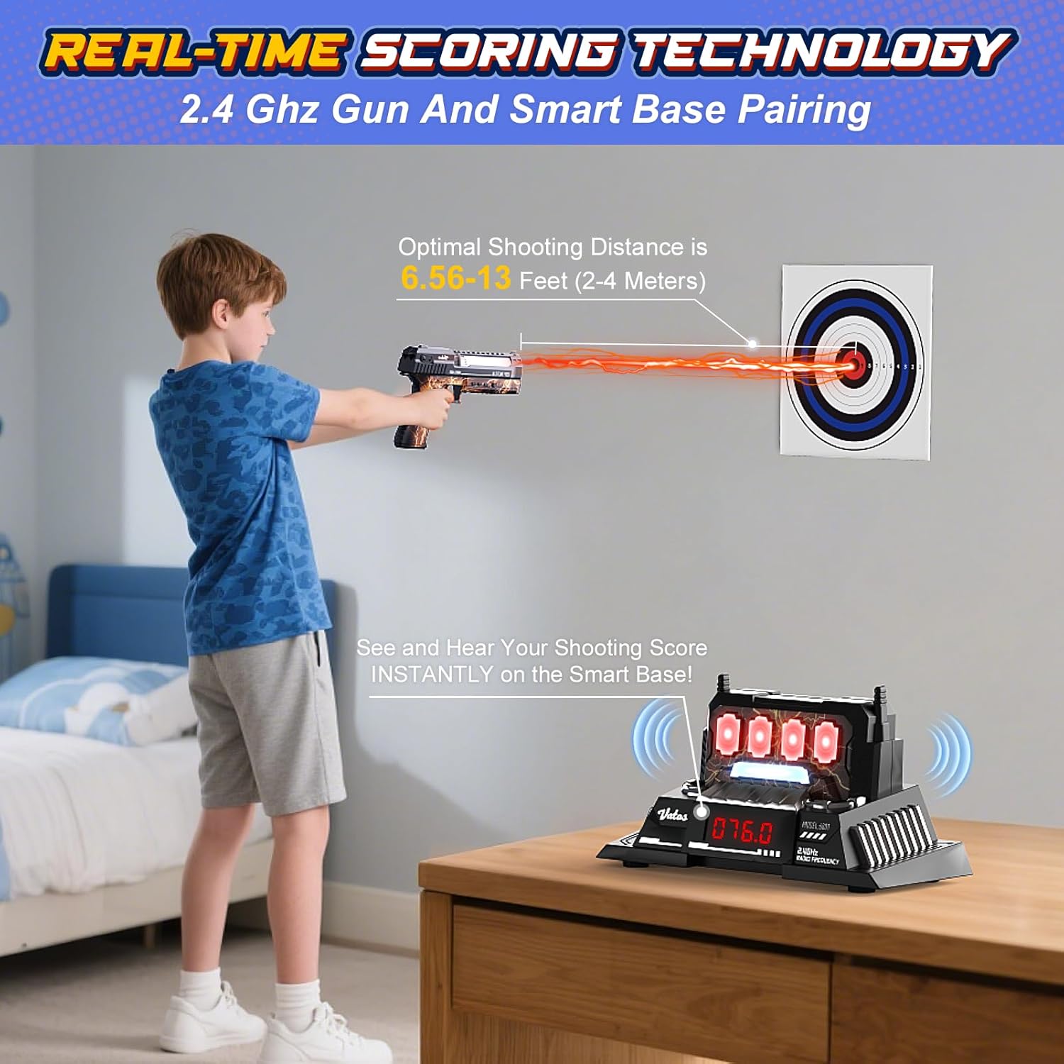 Detalle de Set VATOS gioco di tiro elettronico intelligente con pistola laser ricaricabile e base bersaglio