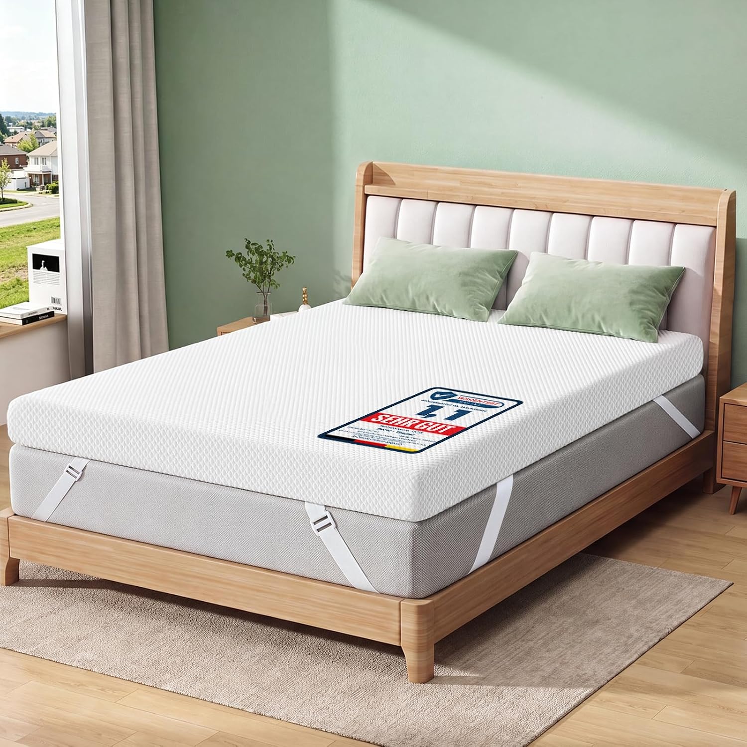 Detalle de Zorvi Matratzen Topper 180x200 cm – 10 cm Gel Memory Foam + Stützschaum, OEKO-TEX zertifiziert, rutschfest