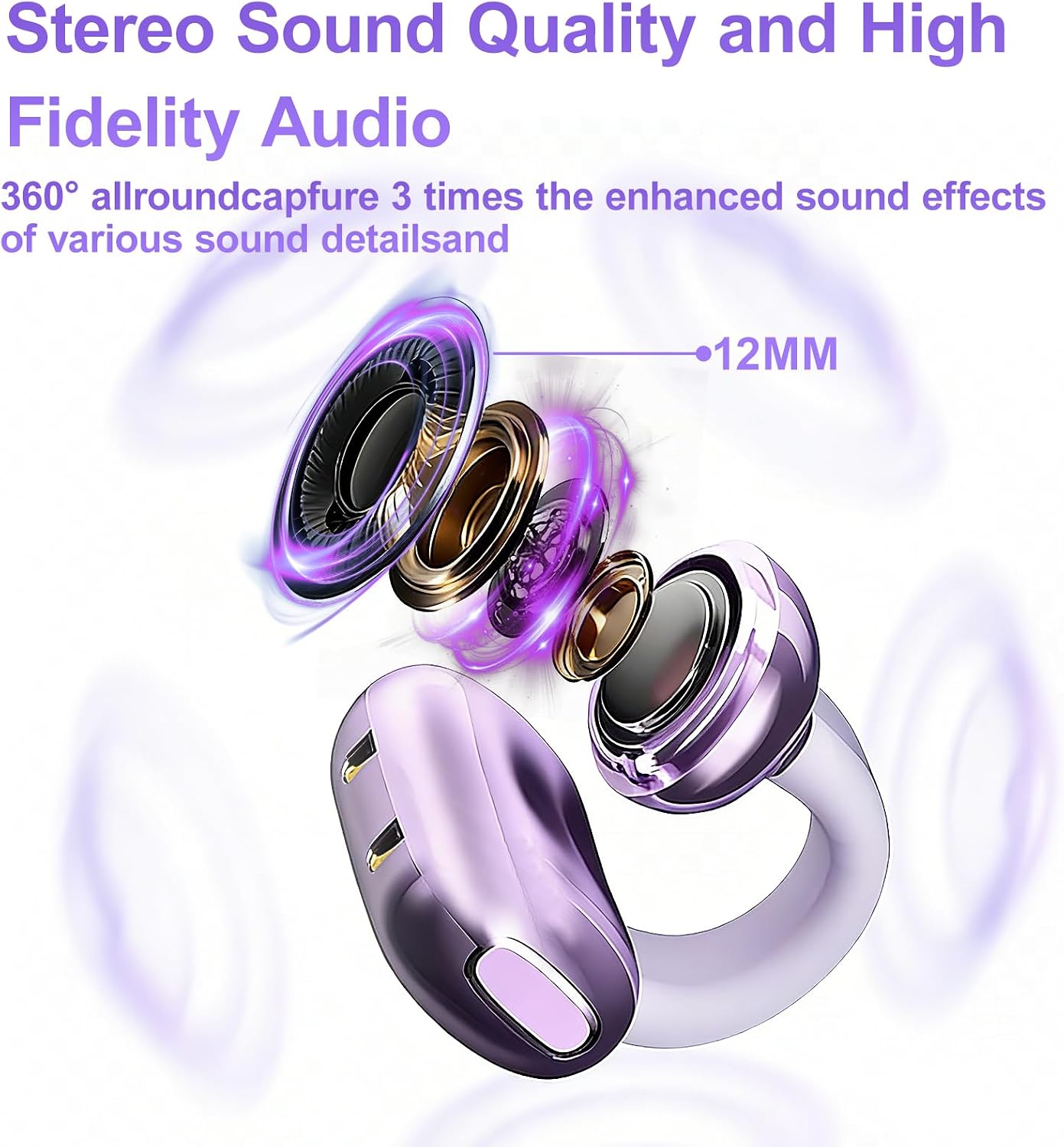 Thumbnail 3 de zaanieo Open Ear Wireless Earbuds: Clip-On Design with ENC Mic, 50h Playtime
