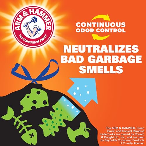 Detalle de Hefty Ultra Strong 13 Gal Kitchen Trash Bags, Blackout, Clean Burst, 80 ct