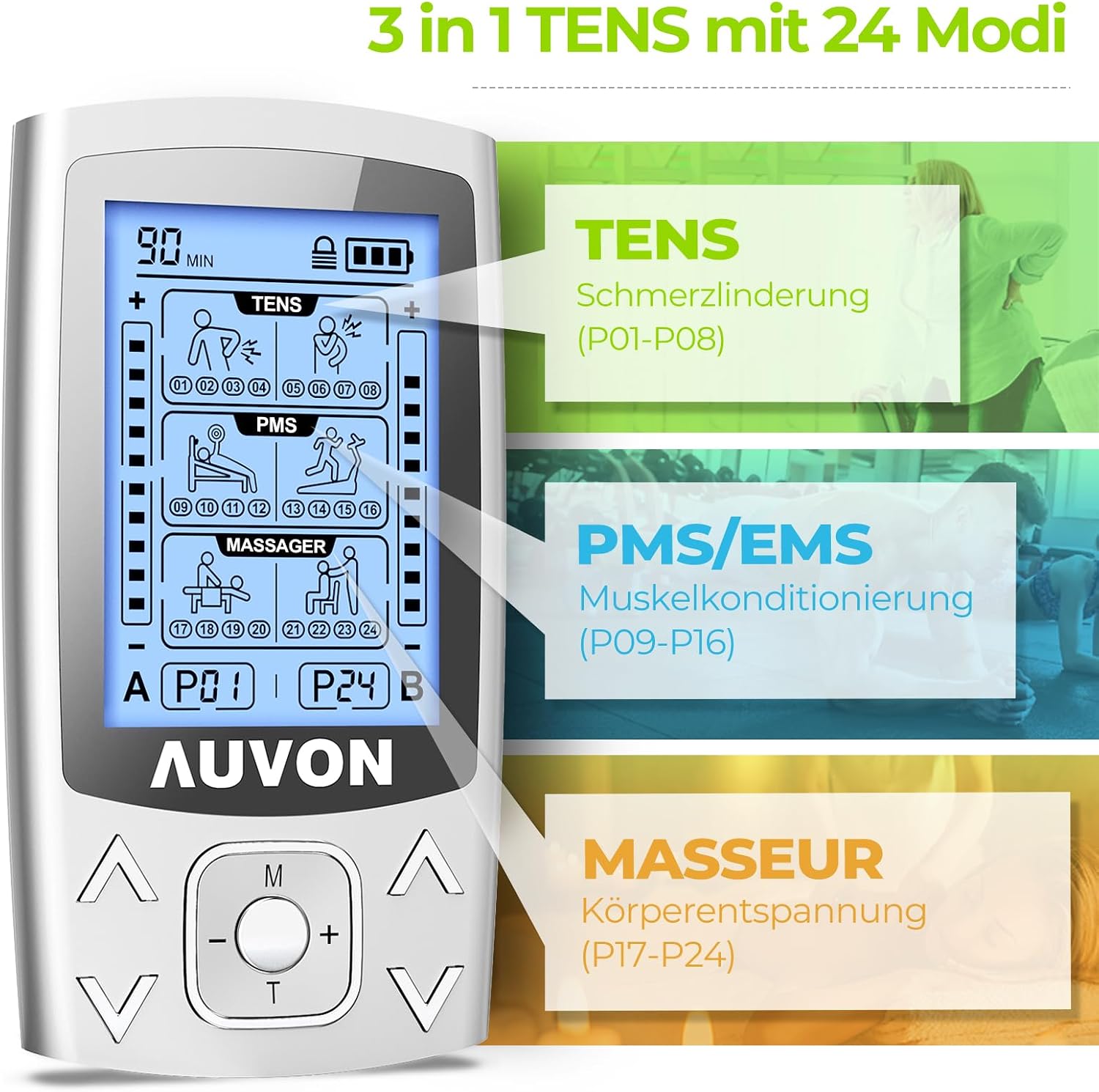 Thumbnail 2 de AUVON TENS EMS Gerät 24 Modi zur Schmerzlinderung