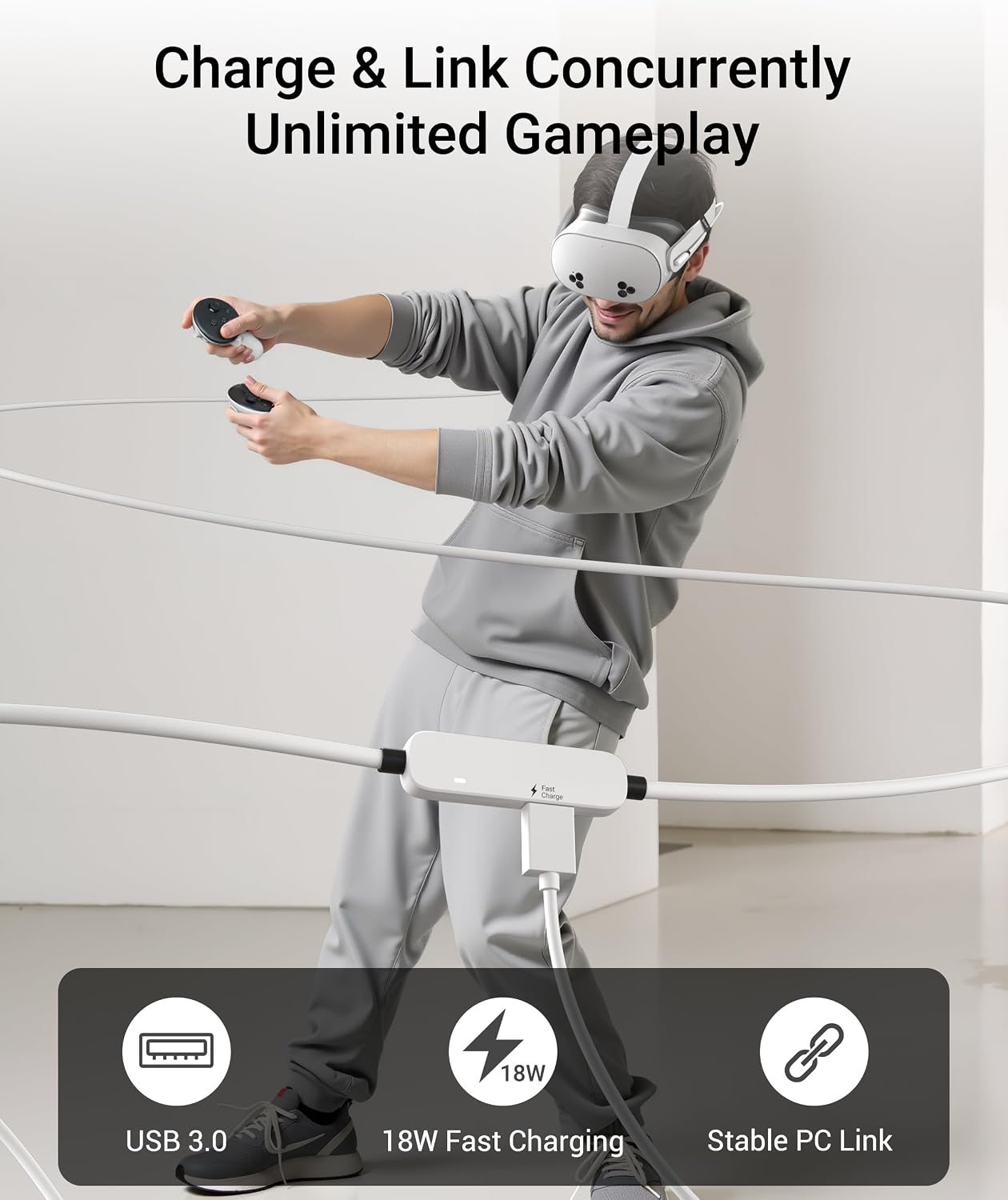 Thumbnail 6 de Syntech Link-Kabel mit Ladefunktion (6 m) für Meta Quest 3/3S/2 – USB 3.0 A auf C, für PC/SteamVR