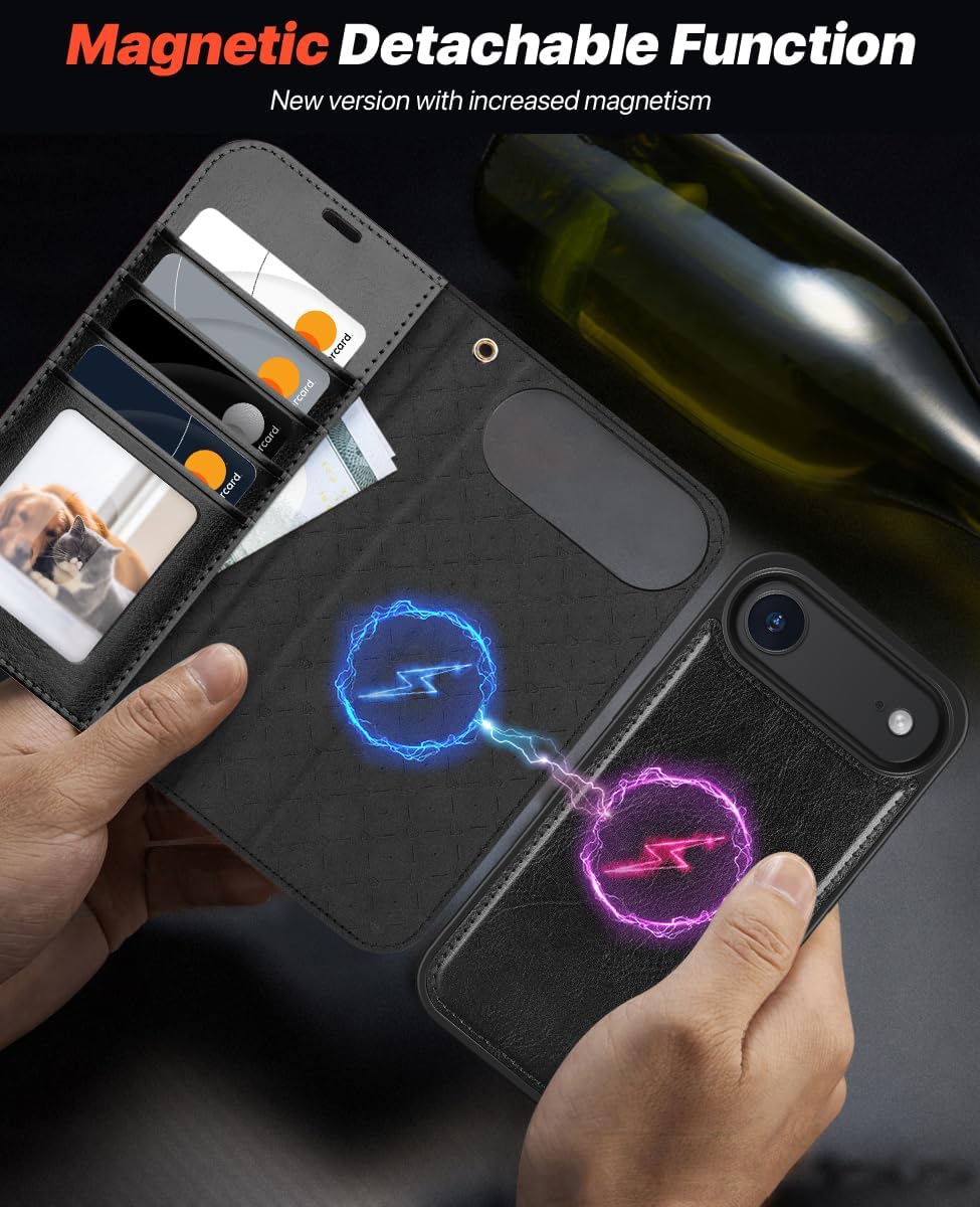 Detalle 2 de OCASE iPhone Air Hülle Magnetische Lederhülle mit Kartenfach