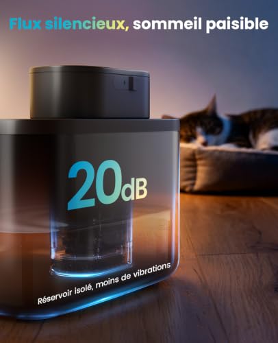 Detalle de oneisall Fontaine à Eau pour Chat sans Fil 2,2 L – SilentFlow et autonomie longue