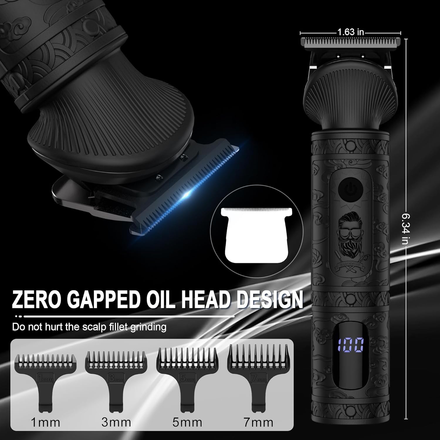 Thumbnail 3 de Surker 7 in 1 Beard Trimmer Grooming Kit (T-Blade), cordless electric trimmer with USB charging and LED display