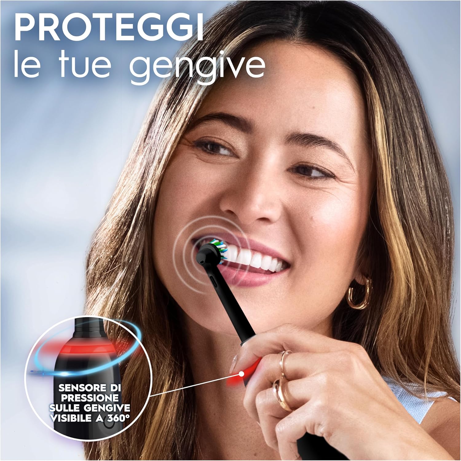 Detalle de Oral-B Pro Series 3 Spazzolino Elettrico: 2 Testine di Ricambio, Custodia da Viaggio, Nero