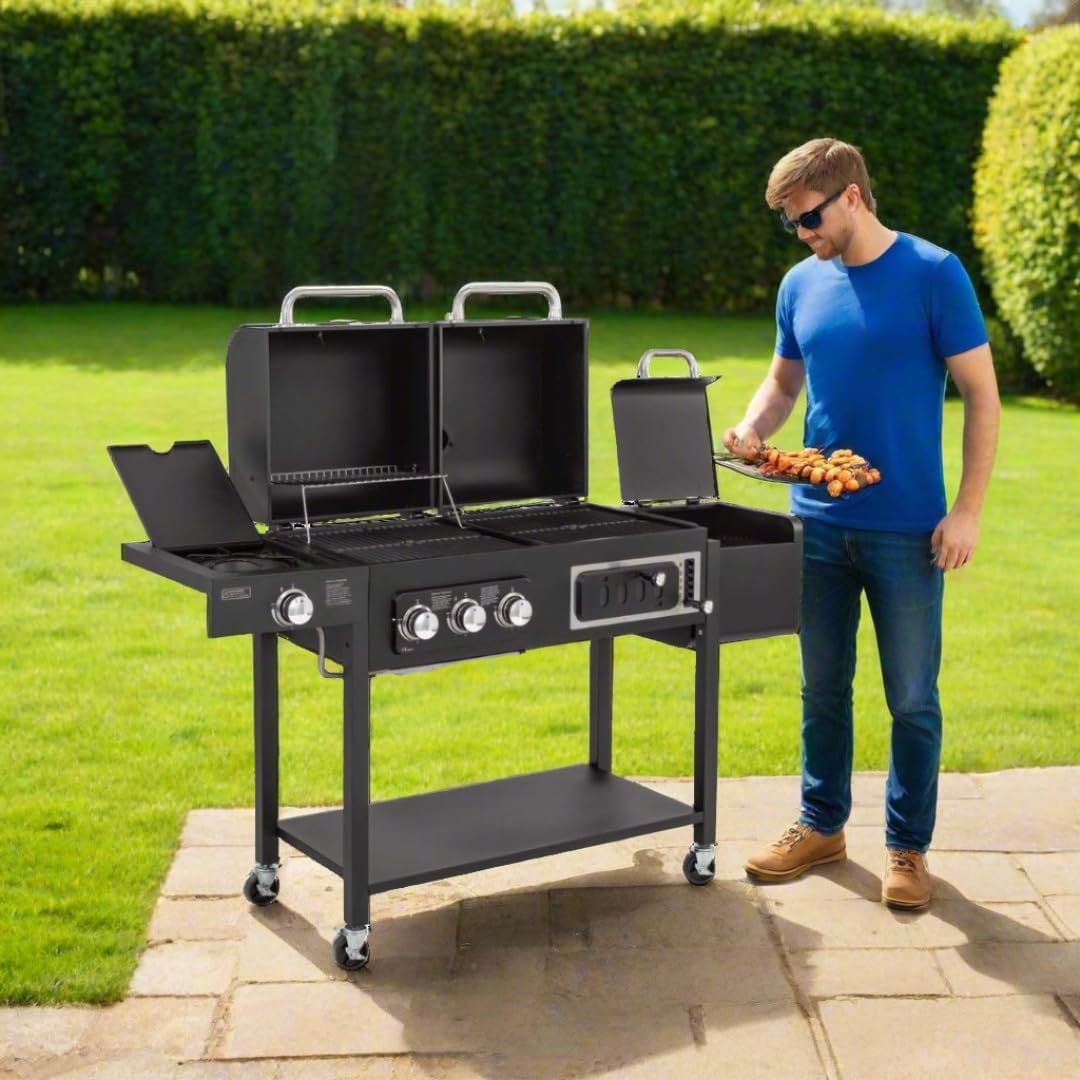Thumbnail 1 de CosmoGrill Hybrid 4 Burner Barbecue DUO Dual Fuel BBQ – Gas & Charcoal Combination