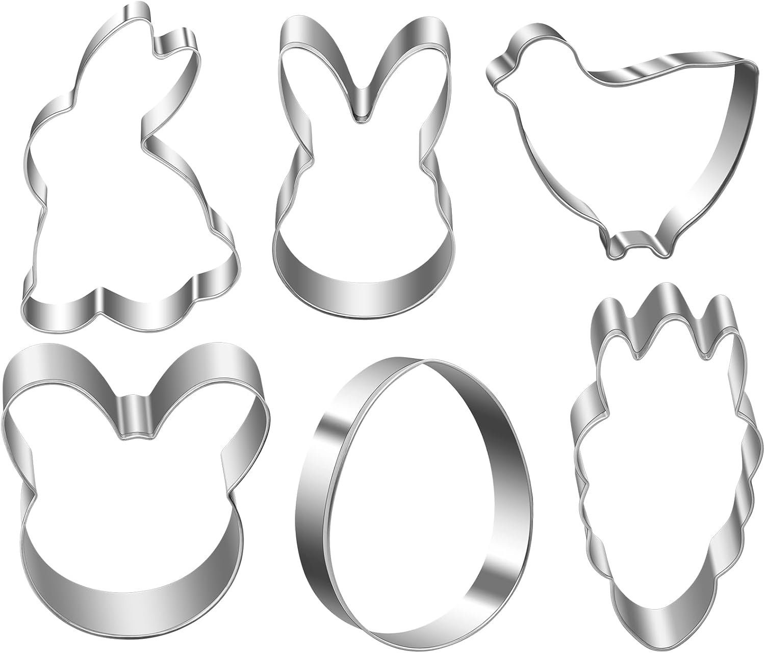 Thumbnail 6 de 18-Piece Stainless Steel Easter Cookie Cutter Set (Bunny, Bunny Face, Rabbit, Egg, Chick, Carrot)